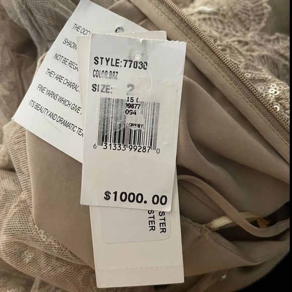 Teri Jon Embellished Floral Lace Illusion 3/4 Sleeve Gown Dress US 2 $1000 - Picture 8 of 9